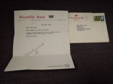 A 16th May 1966 typed letter bearing signature from Muhammad Ali, headed paper Piccadilly Hotel,