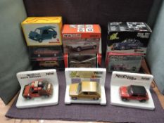 Ten 1:24 and similar diecasts, Nacoral Ford Fiesta & Morris Mini 1000, Polistil S675 Ford Fiesta,