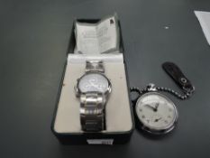 A Bradford Exchange limited edition Flying Scotsman Steel Wrist Watch in case with certificate along