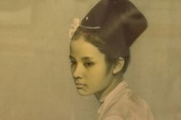 After Gerald Festus Kelly (1879-1972), a coloured print, 'Saw Ohn Nyun', displayed in an ornate gilt