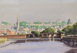 *Local Interest - Richard Irving (20th Century, British), gouache, 'Lancaster From Morecambe Rd.