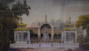 After Felix Vionnois (19th century) a coloured print, architectural study of an Avairy, Ecole