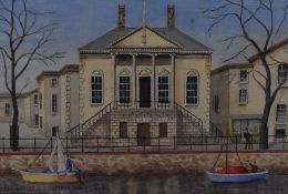 *Local Interest - Richard Irving (20th Century, British), gouache, 'Lancaster's Old Customs House,