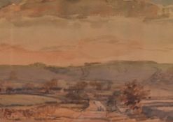 George Butler (British, 1904-1999), watercolour, Monyash (derbyshire), the scene depicting figures