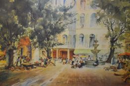 A.W Brown (19th/20th Century), a coloured print, 'Grassemarket, S.France', signed in pencil to the