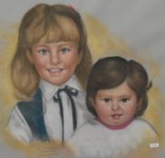 M. Zambr... (20th Century, Spanish), chalk study, A portrait of two children, signed indistinctly to
