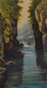 J.T. Parry (19th Century, British), oil on board, An idyllic rocky gorge, possibly Wales, signed,