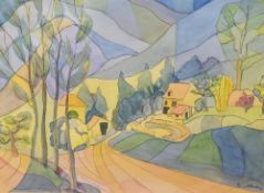 Davinia Hitchcock (20th Century, British), watercolour, 'Lamouroux', a post-impressionist style