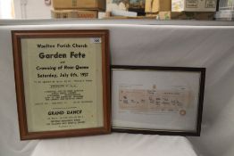 A 35m by 35cm Quarrymen / pre Beatles facsimile gig poster in a frame and a 32cm by 22cm framed John