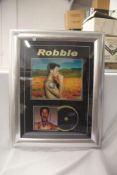A signed Robbie Williams framed print - 62cm by 48cm - viewing recommended