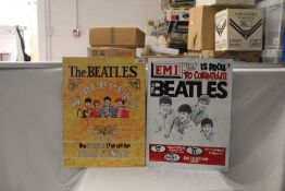 A small lot of Beatles tin sign - five in total with the largest four measuring 30 x 35 cm -