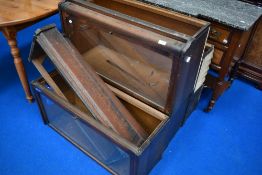 A Globe Wernick style stacking bookcase, as found , delamination and some glass missing