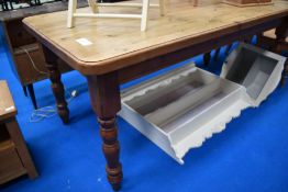 A natural pine kitchen table, approx. 183 x 91cm
