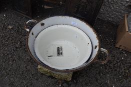 Two vintage enamelled mixing bowls