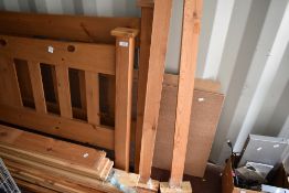 A modern pine double bed frame, shaker style