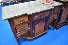 A Victorian mahogany wash stand having marble top/no back