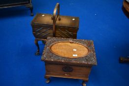 Two vintage sewing boxes including oriental style