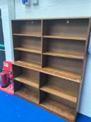 A wide simplex style bookcase, comprising two sections, width approx. 153cm