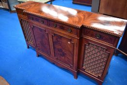 A reproduction Regency yew wood breakfront sideboard, width approx. 153cm