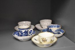 A collection of 19th Century tea cups etc including Willow pattern etc