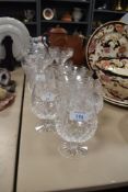 A variety of glass, to include etched examples and Edinburgh crystal brandy glasses.
