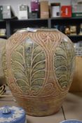 A decorative Grecian style stoneware vase having mottled tones, height approx. 35cm