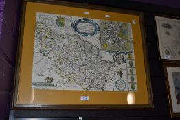 After John Speed (1552-1629), a hand coloured printed map, West Riding of Yorkshire c.1610,