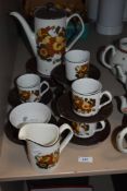 A selection of mid century Johnson Brothers table ware, including coffee pot, cups and saucers,