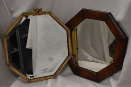 A 1930s/40s Barbola mirror of octagonal form sold with another having wooden frame.