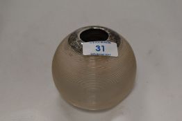 An early 20th century hallmarked silver topped glass match striker.