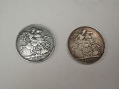 Two Victorian Silver Crowns, 1889 Jubilee Head & 1895 Old Head