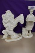 A Royal Worcester (marks rubbed) bucking horse and a Gladstone pottery baker