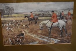 20th Century British, two coloured prints, Fox Hunting scenes, both framed, mounted, and under