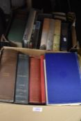 Two cartons of books, some of medical interest including Textbook of Medicine and Cunningham's