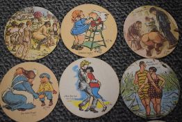 A selection of vintage illustrated Zille Sein Berlin beer coasters