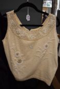 A 1960s cream beaded wool evening top, Made in British Hong Kong.
