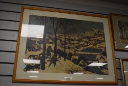 After Pieter Brugel the Elder (1525-1569, Dutch/Flemish), colour print, 'The Hunters In The Snow',