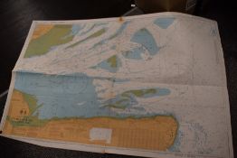 Six coastal navigation charts of areas including the River Thames and estuary