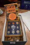 A framed display of coins from the Heritage Mint British Sterling Collection (1551-1967), a box of