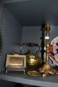 An early 20th Century Cosmos Radiant Fire novelty fireplace vesta match holder, A Victorian brass
