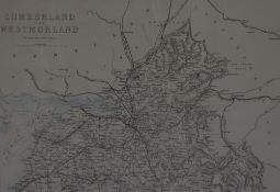 After Edward Weller FRGS (1819-1884), A map of Cumberland and Westmorland, North Sheet, framed,