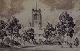 Albert Thomas Pile (British 1882-1981) ink and monochrome watercolour wash, a view of St Martin's