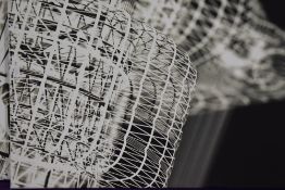 Artist Unknown (contemporary), a five piece canvas print, A monochrome wire style design, overall