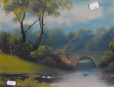 19th/20th Century British School, an oil painting, An idyllic landscape depicting a stone single