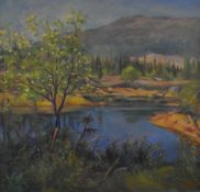 *Scandinavian Interest - Carl Lonseth (1888-1962, Norwegian), oil on canvas, A secluded lagoon