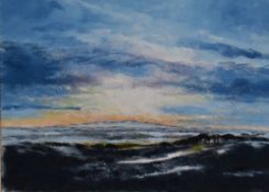 Artist Unknown (20th Century), an oil on canvas, A contemporary seascape painting in low light,