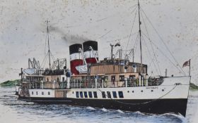 *Railway and Nautical interest - 20th Century School, watercolour/pen & ink wash, a depiction of the
