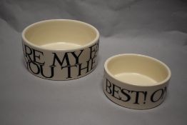 Two Emma Bridgwater pet food/ water bowls.