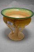 A late Foley Shelley pottery tazza or stemmed bowl, having transfer pattern of mill and cottage