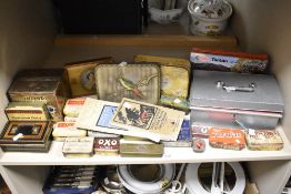 A small quantity of vintage enamelled confectionary and other tins, to include a William